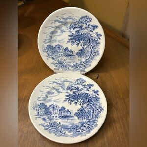 Pair of Enoch Wedgwood Countryside Blue 5.75" Dessert/Bread Plates 1966-1968